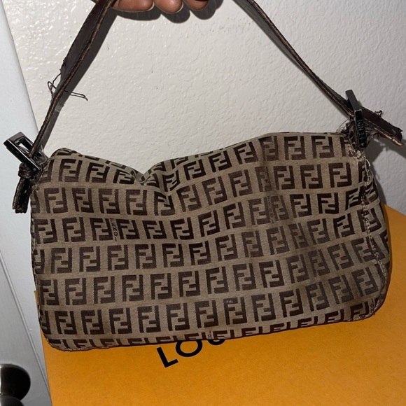 Y2K Fendi zucchino monogram double flap shoulder bag - Picture 2 of 12